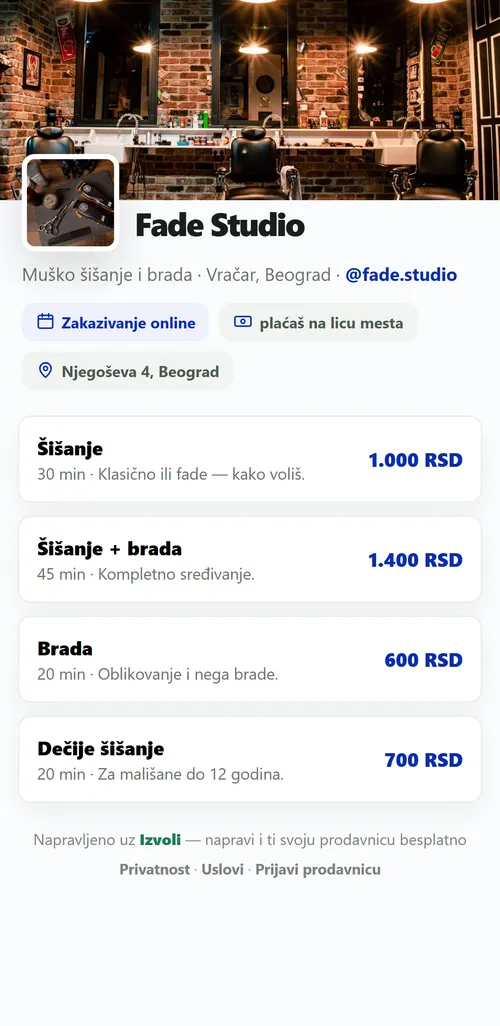 Fade Studio - demo radnja